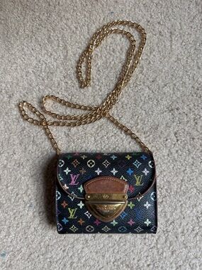 Louis Vuitton Koala Eugene Black Multicolored Murakami Compact Wallet w/Chain*